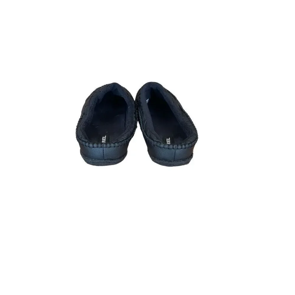 Sorel Mens Black Burma Cozy Mule Slip-On Quilted Puffer Flat Mule Slippers Sz 9